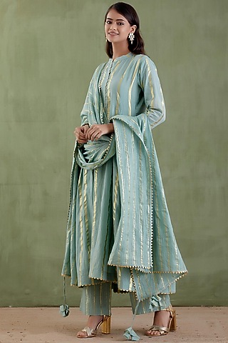 Aqua Gathered Kurta Set by Musal