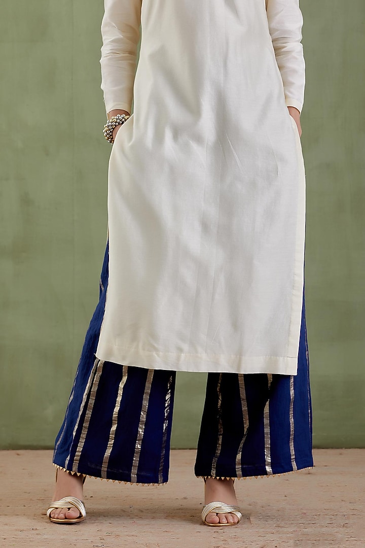 Ecru Chanderi Kurta Set by Musal at Pernia's Pop Up Shop
