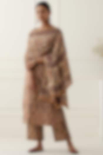 Brown Printed Kurta Set by Musal at Pernia's Pop Up Shop