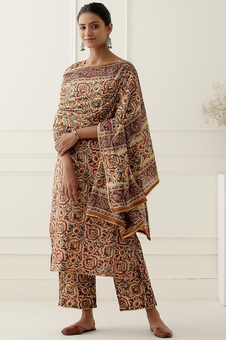 Brown Printed Kurta Set by Musal at Pernia's Pop Up Shop