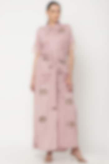 Soft Pink Hand Embroidered Dress by Musal