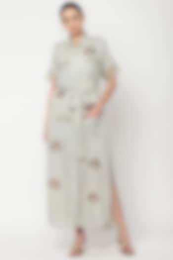Squirrel Grey Hand Embroidered Dress by Musal