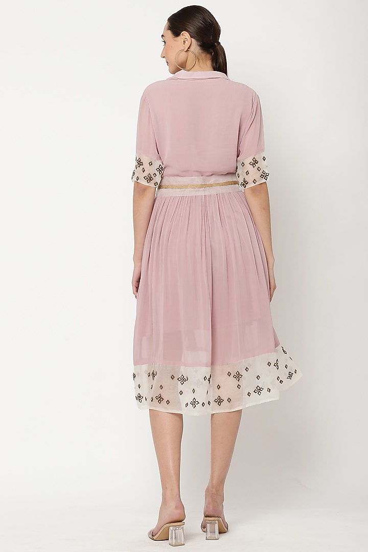 Soft Pink Embroidered Vacation Dress by Musal at Pernia's Pop Up Shop