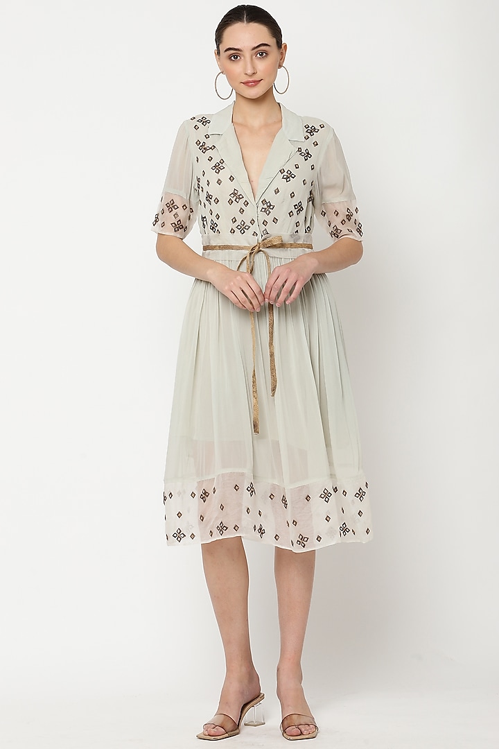 Squirrel Grey Embroidered Dress by Musal