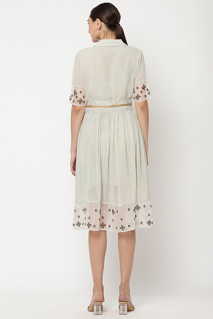 Squirrel Grey Embroidered Vacation Dress by Musal at Pernia's Pop Up Shop