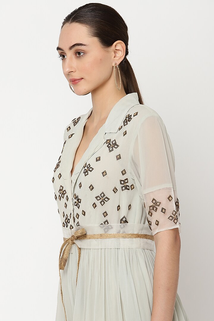 Squirrel Grey Embroidered Vacation Dress by Musal at Pernia's Pop Up Shop