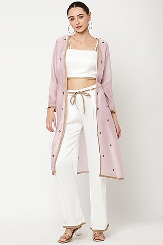 Soft Pink Cotton Silk Shrug by Musal