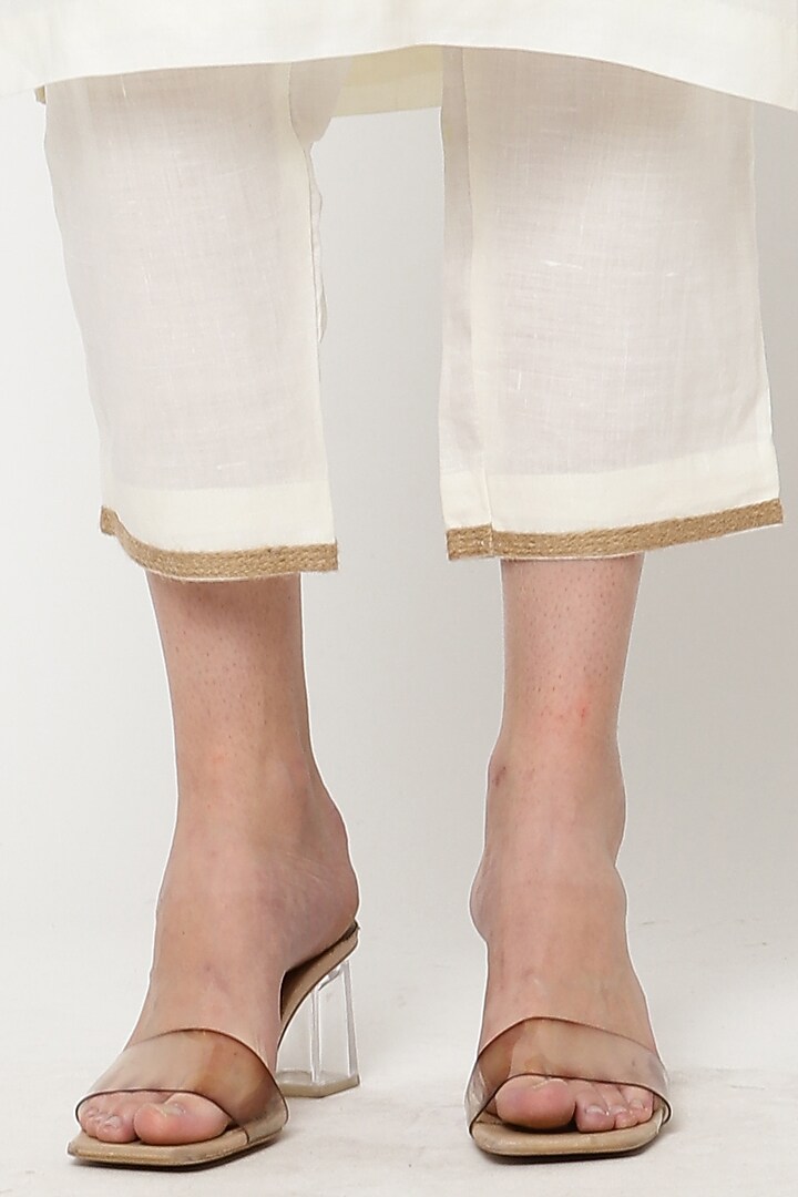 Ivory Hand Embroidered Kurta Set by Musal at Pernia's Pop Up Shop