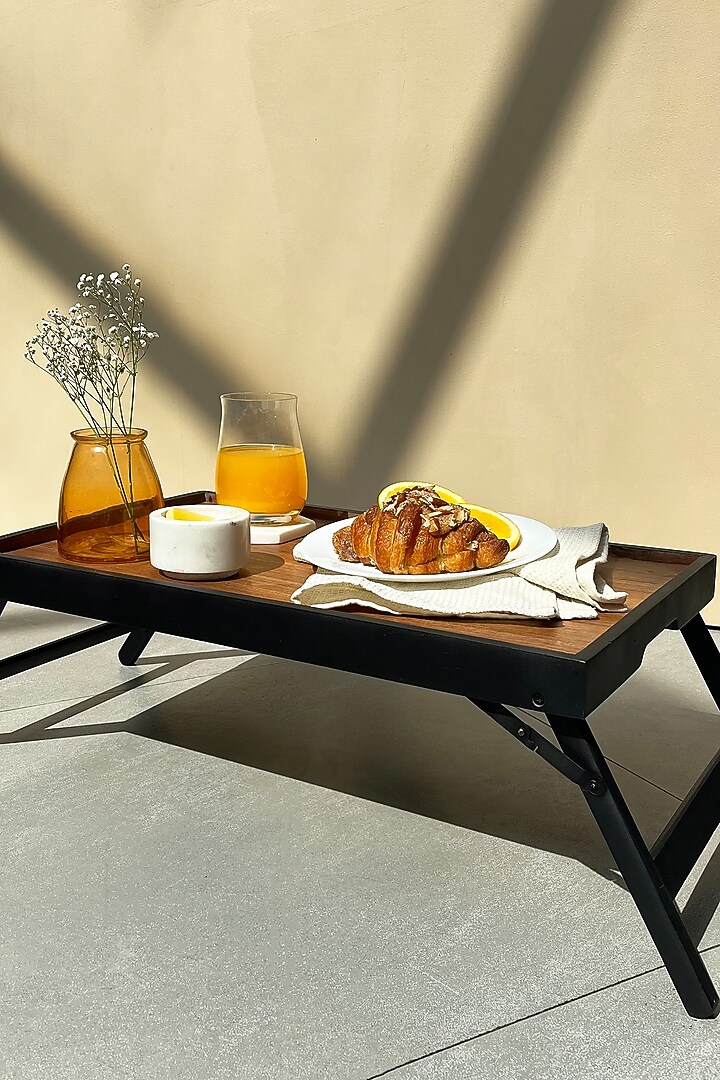 Black Acacia Wood Foldable Bed Table by Muun Home at Pernia's Pop Up Shop