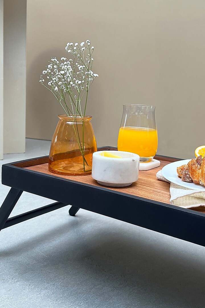 Black Acacia Wood Foldable Bed Table by Muun Home at Pernia's Pop Up Shop