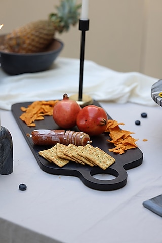 Black Acacia Wood Serving Platter by Muun Home