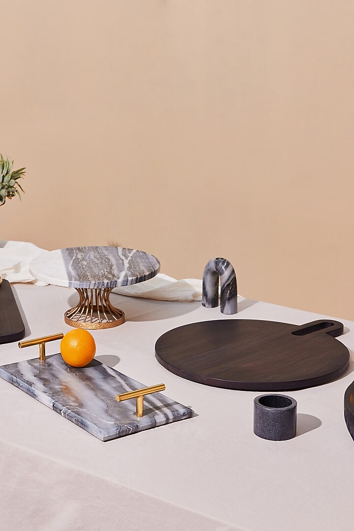 Black Wood Round Serving Platter by Muun Home at Pernia's Pop Up Shop