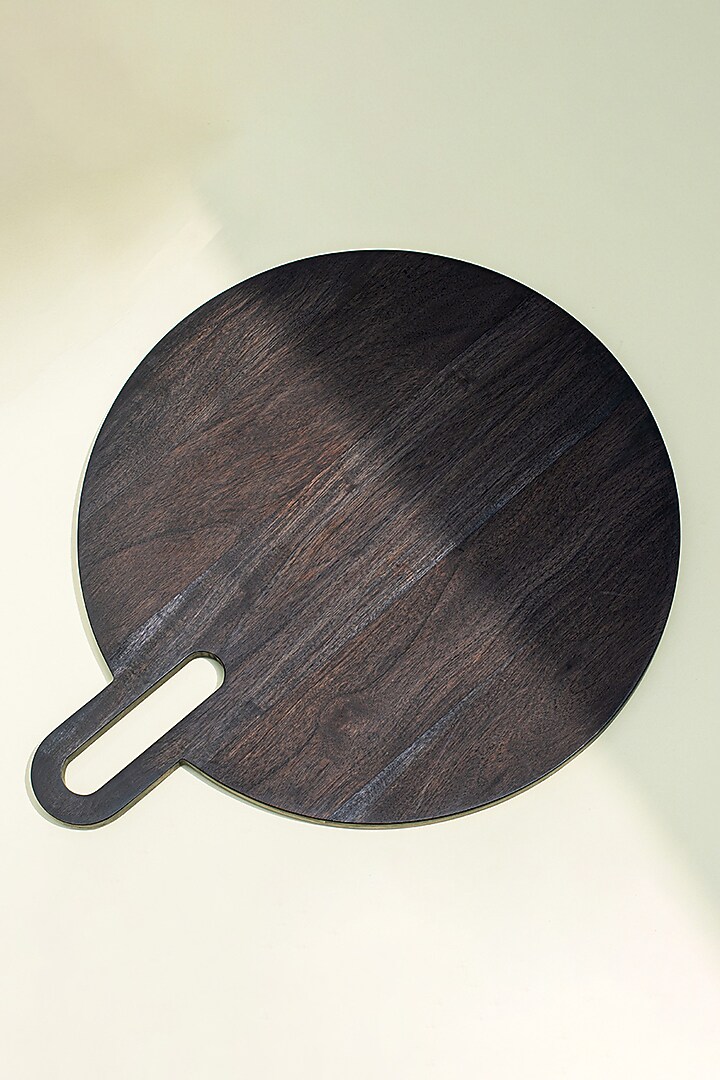 Black Wood Round Serving Platter by Muun Home at Pernia's Pop Up Shop