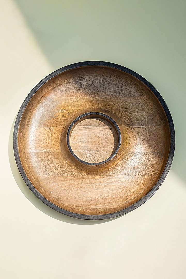 Black Dual Tone Wooden Chip & Dip Bowl by Muun Home at Pernia's Pop Up Shop