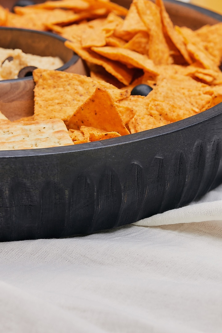 Black Dual Tone Wooden Chip & Dip Bowl by Muun Home at Pernia's Pop Up Shop