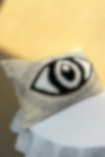 White Evil Eye Cushion Cover by Muun Home at Pernia's Pop Up Shop