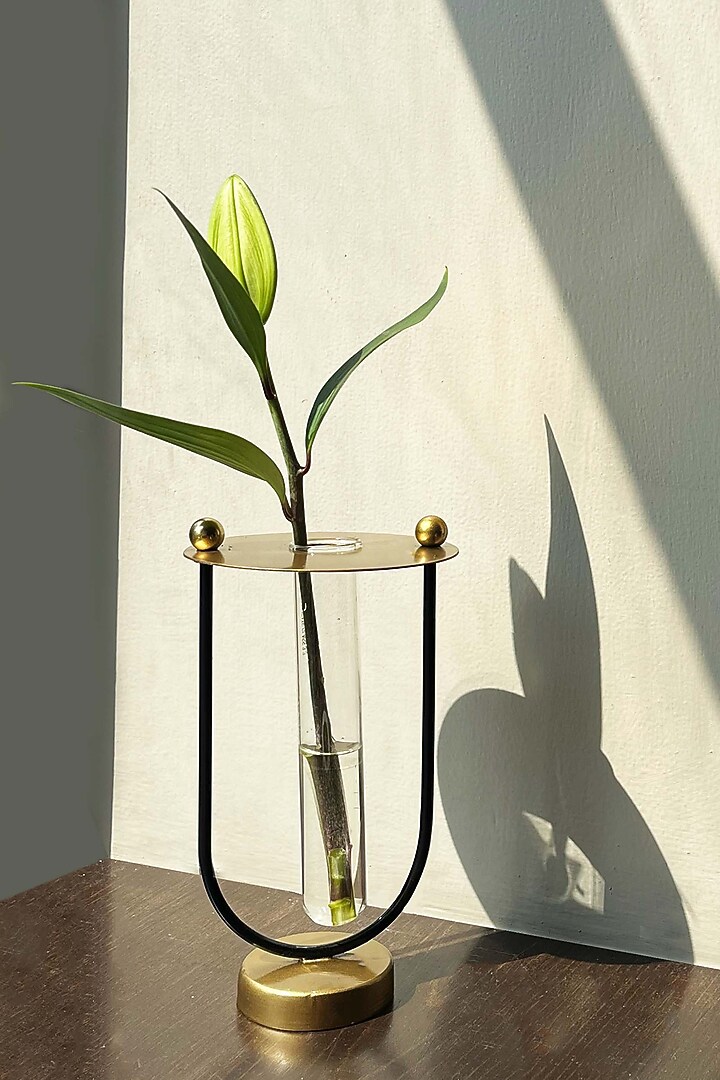 Gold Glass & Iron Test Tube Vase With Bud Vase by Muun Home at Pernia's Pop Up Shop