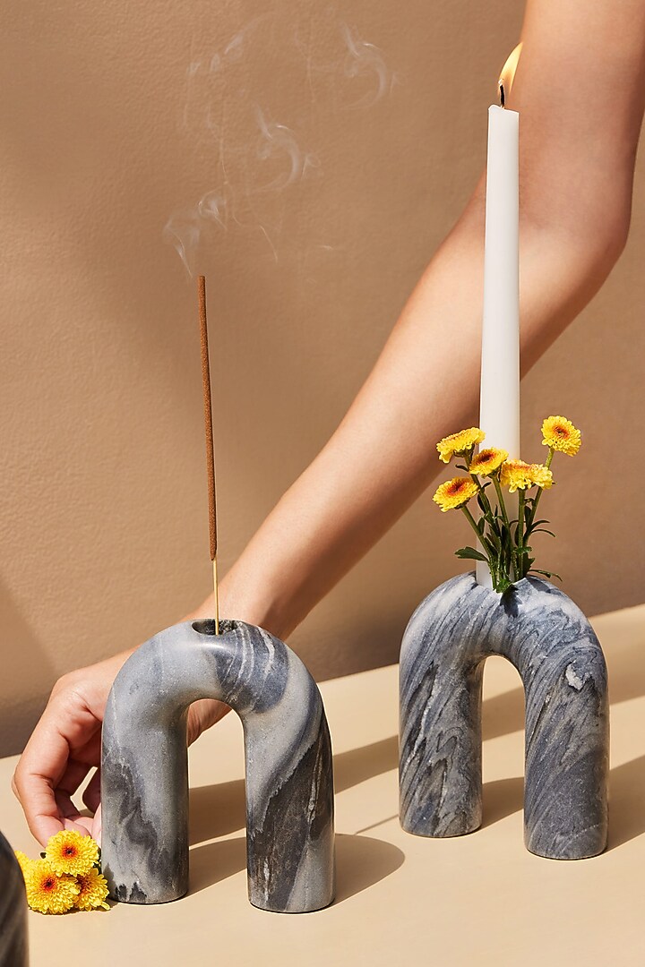 Grey Marble Candle Stand by Muun Home at Pernia's Pop Up Shop
