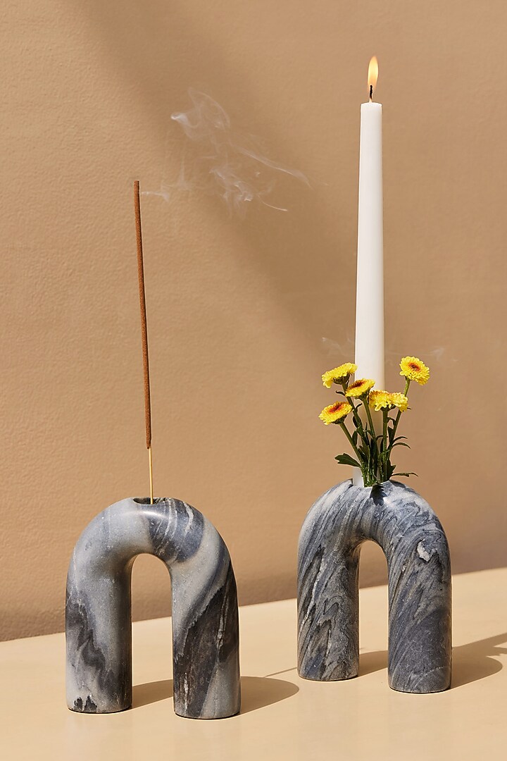 Grey Marble Candle Stand by Muun Home at Pernia's Pop Up Shop