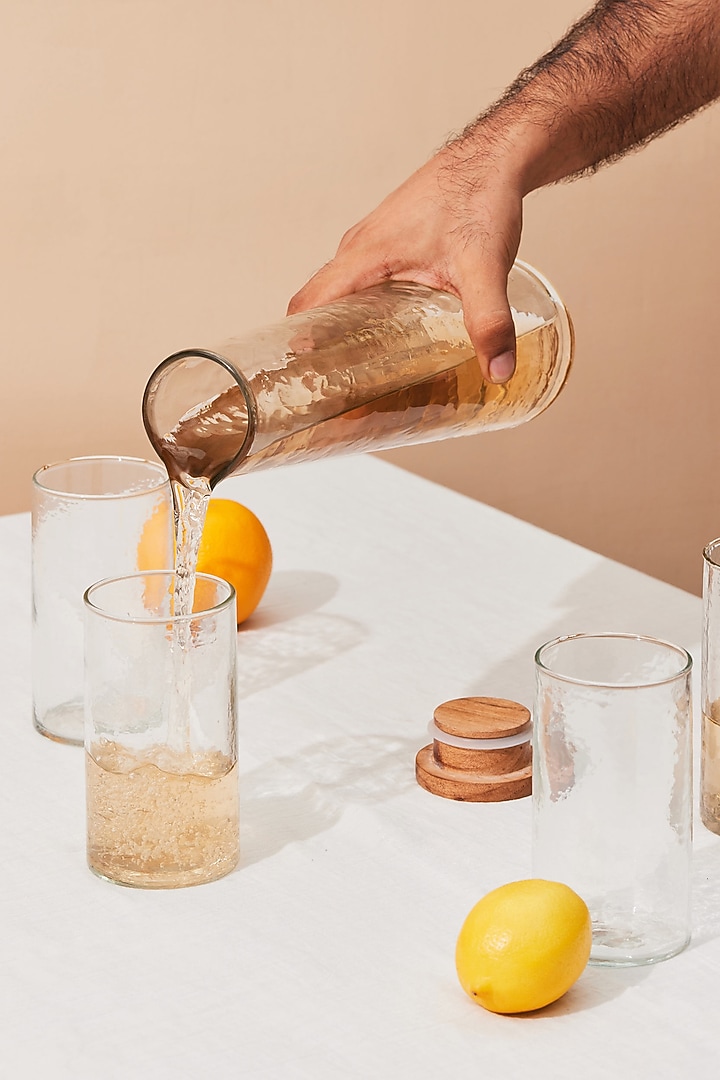 Transparent Glass Carafe Set (Set of 5) by Muun Home at Pernia's Pop Up Shop