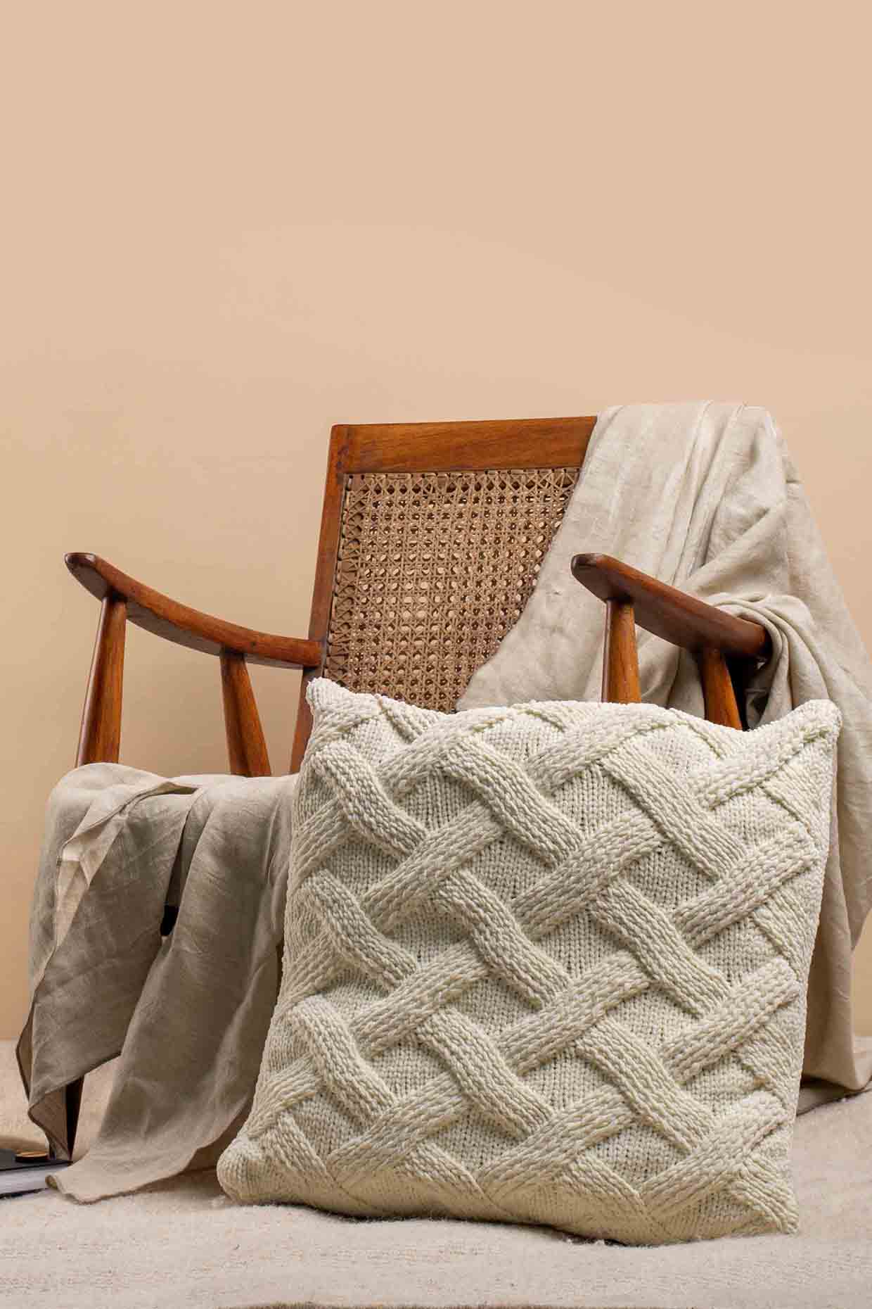 White Knitted Cushion Cover by Muun Home