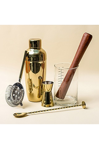 Gold Stainless Steel Bar Set by Muun Home