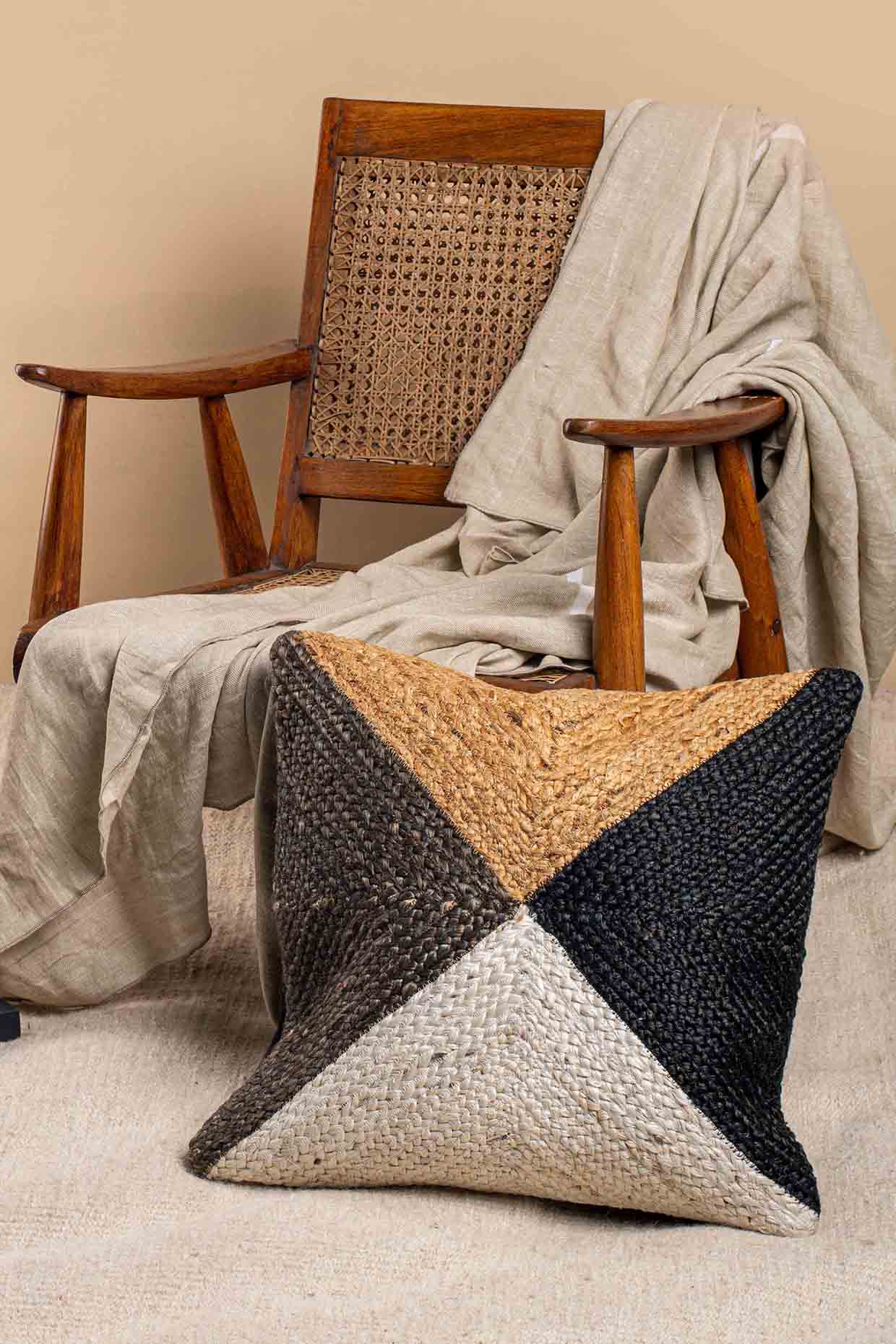 Brown Jute Cushion Cover by Muun Home
