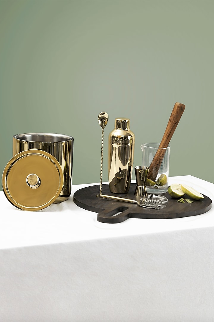 Gold Stainless Steel Bar Set by Muun Home