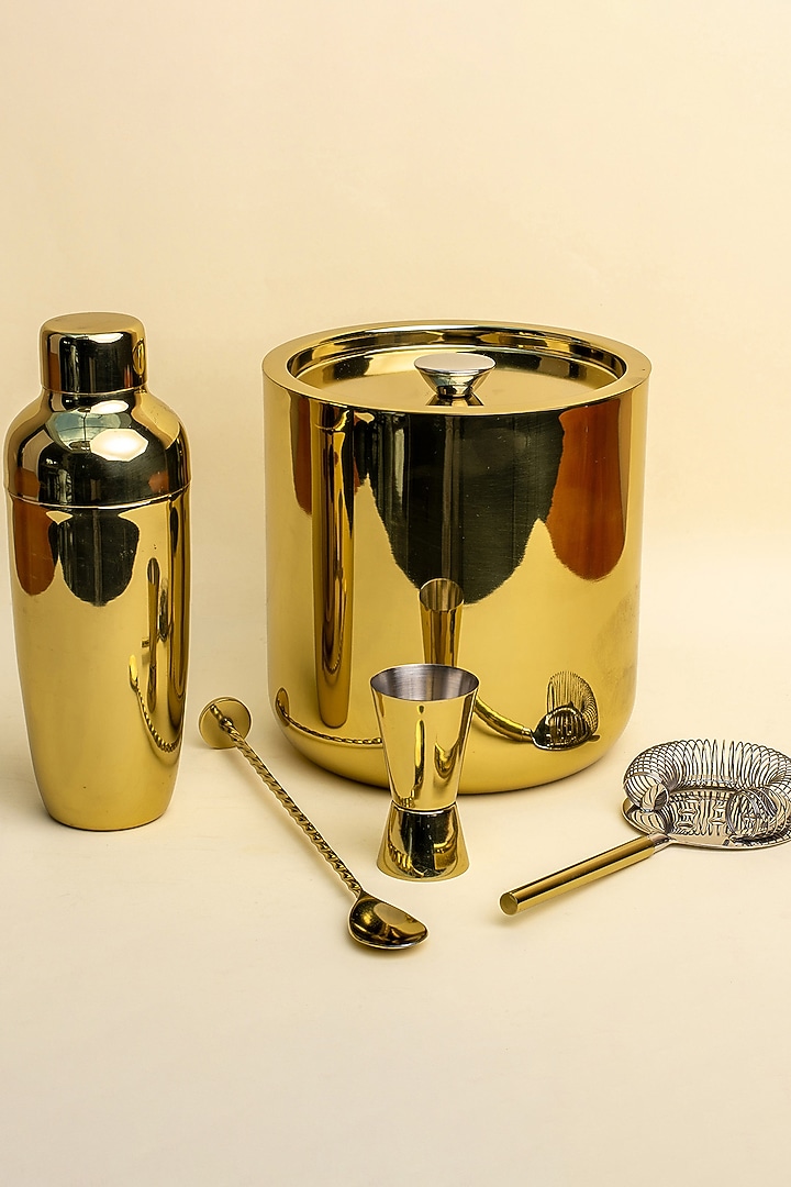 Gold Stainless Steel Bar Set by Muun Home at Pernia's Pop Up Shop