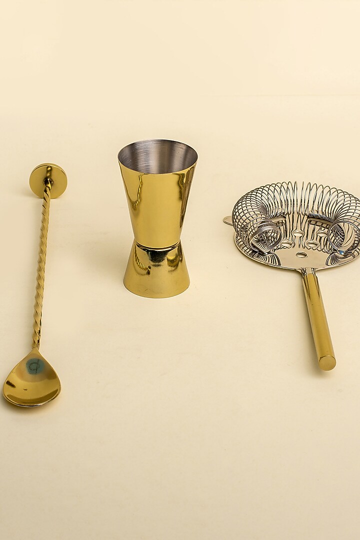 Gold Stainless Steel Bar Set by Muun Home at Pernia's Pop Up Shop