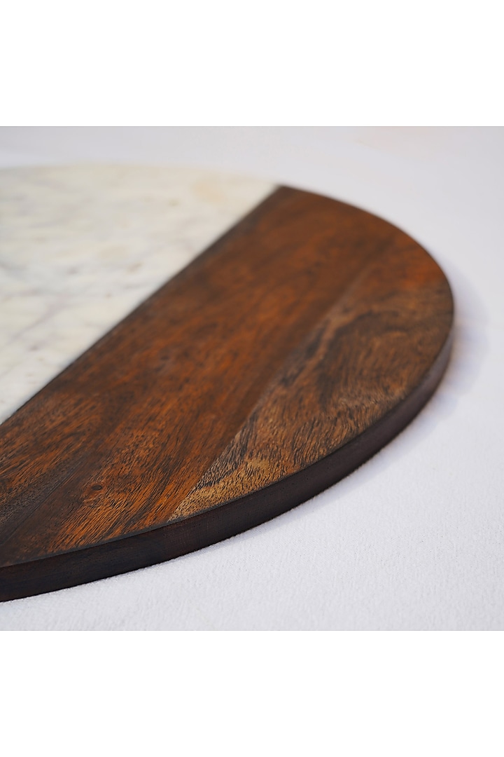 White Marble & Wood Serving Platter by Muun Home at Pernia's Pop Up Shop