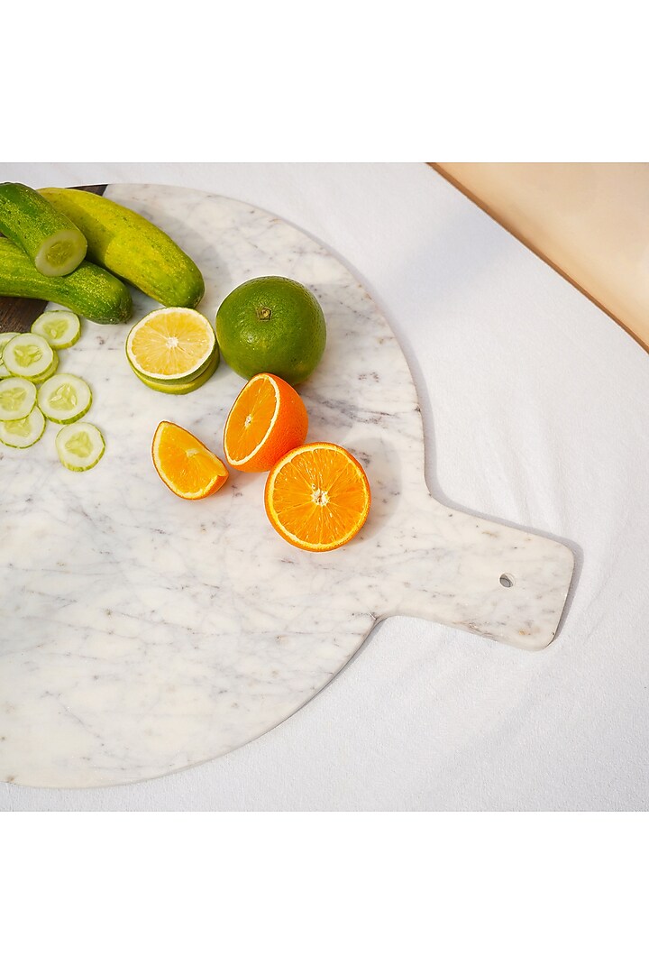 White Marble & Wood Serving Platter by Muun Home at Pernia's Pop Up Shop