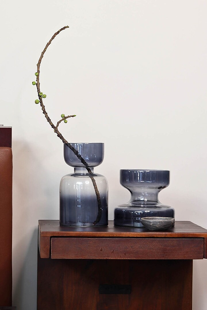 Slate Grey Glass Vase Set by Muun Home at Pernia's Pop Up Shop
