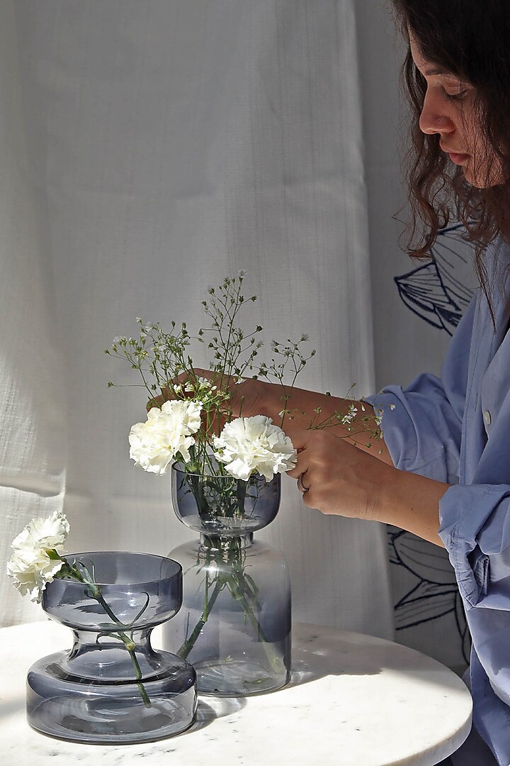 Slate Grey Glass Vase Set by Muun Home at Pernia's Pop Up Shop