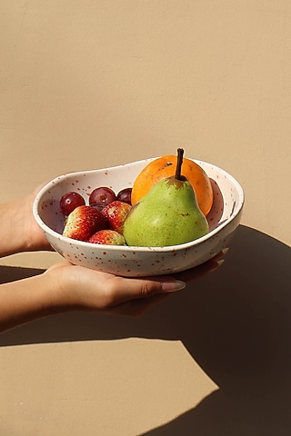 Pink & White Ceramic Sprinkled Bowl by Muun Home