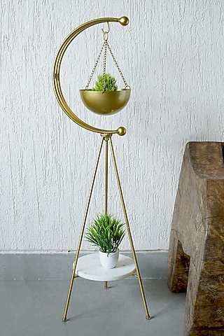 Gold Iron & Marble Mini Tripod Planter by Muun Home