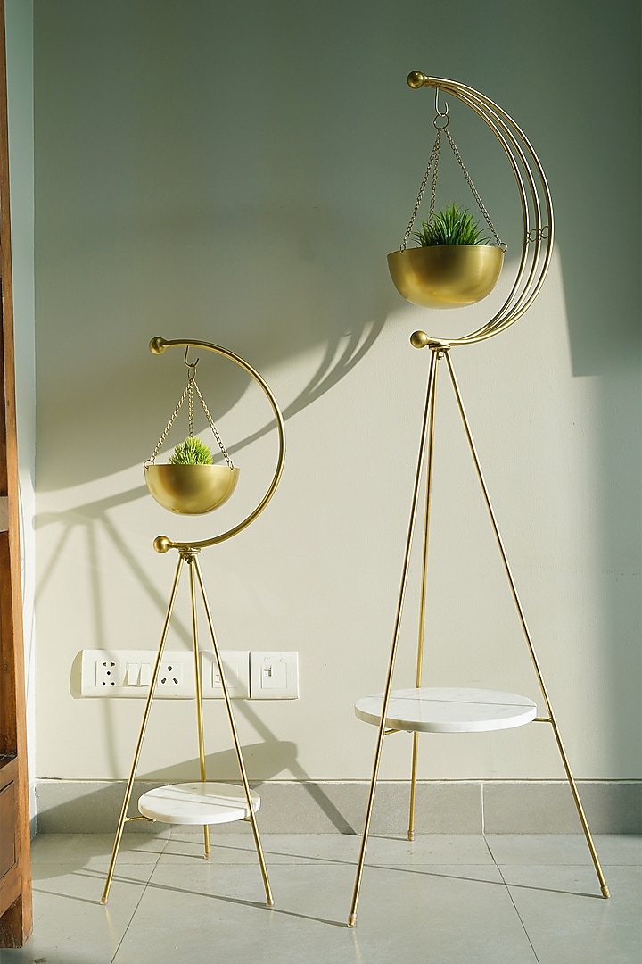 Gold Iron & Marble Mini Tripod Planter by Muun Home at Pernia's Pop Up Shop