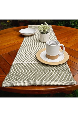 Sage Green Organic Cotton Handwoven Table Runner by Muun Home