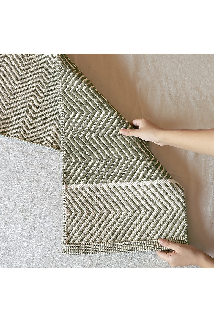 Sage Green Organic Cotton Handwoven Table Runner by Muun Home at Pernia's Pop Up Shop