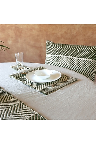 Sage Green Organic Cotton Handwoven Table Mat Set by Muun Home