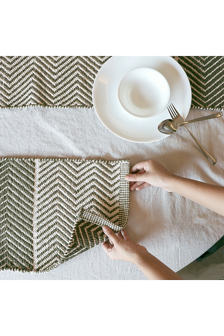 Sage Green Organic Cotton Handwoven Table Mat Set by Muun Home at Pernia's Pop Up Shop