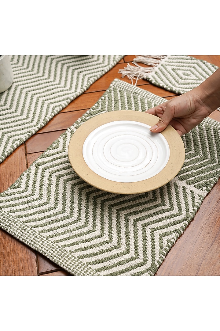 Sage Green Organic Cotton Handwoven Table Mat Set by Muun Home at Pernia's Pop Up Shop