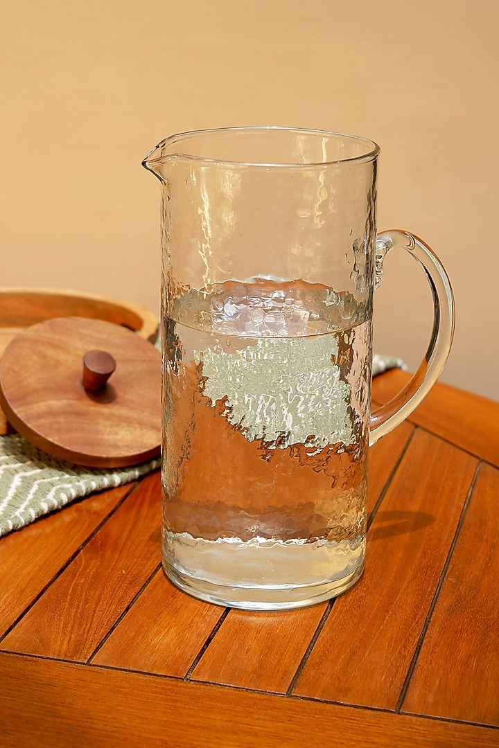 Transparent Blown Glass Hammered Jug With Lid by Muun Home at Pernia's Pop Up Shop
