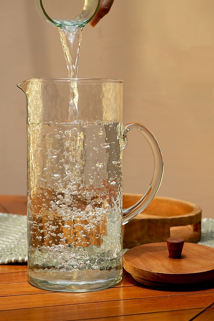 Transparent Blown Glass Hammered Jug With Lid by Muun Home at Pernia's Pop Up Shop
