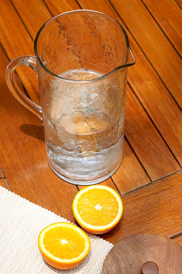 Transparent Blown Glass Hammered Jug With Lid by Muun Home at Pernia's Pop Up Shop
