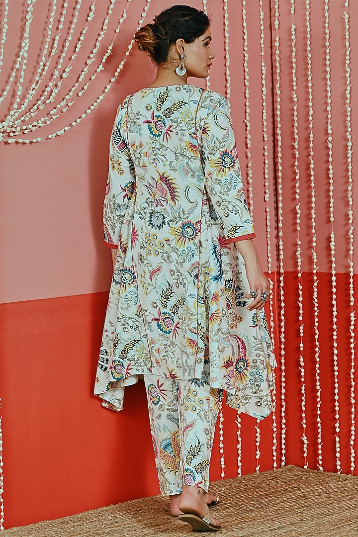 White Cotton Printed Kurta Set by Myaara at Pernia's Pop Up Shop
