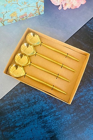 Gold Stainless Steel Hammered Spoons (Set of 4) by MW- Not Just Home