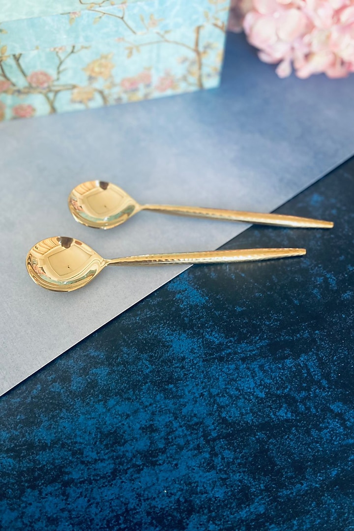 Gold Stainless Steel Hammered Spoons (Set of 4) by MW- Not Just Home at Pernia's Pop Up Shop
