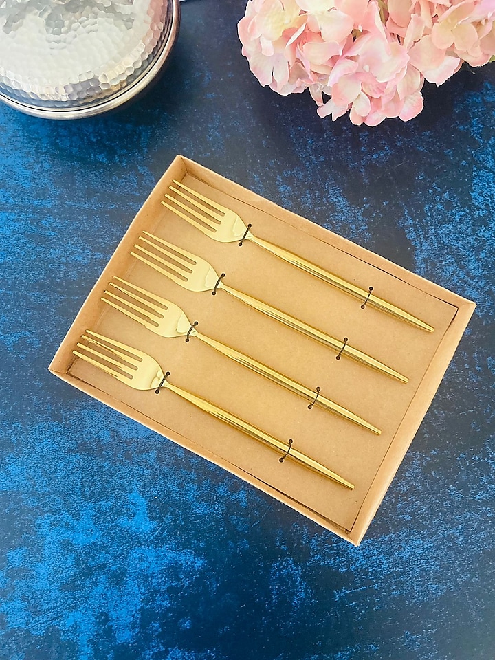 Gold Stainless Steel Forks (Set of 4) by MW- Not Just Home