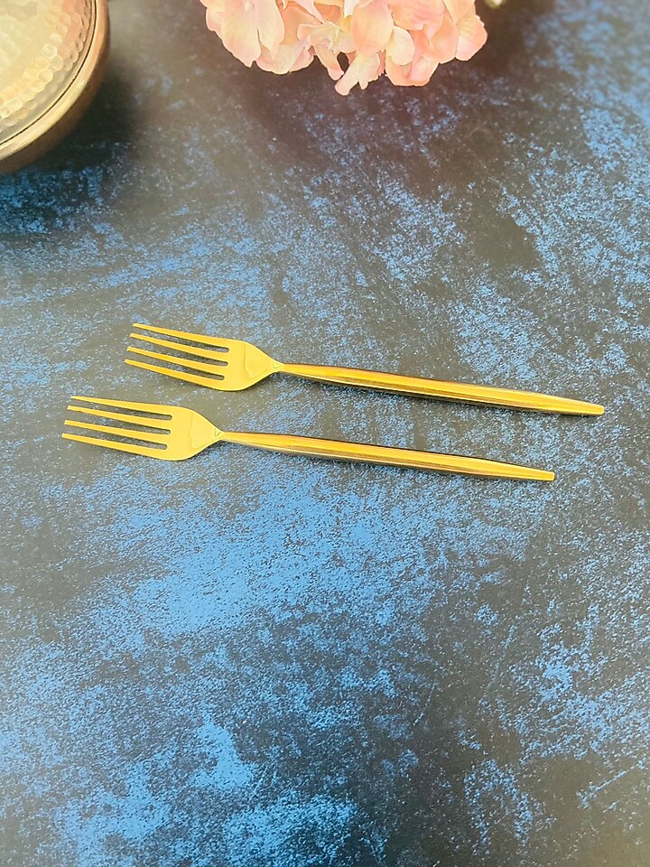 Gold Stainless Steel Forks (Set of 4) by MW- Not Just Home at Pernia's Pop Up Shop
